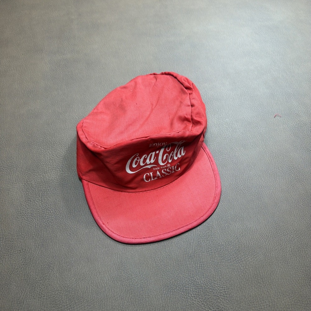 Vintage 1980s COCA-COLA Bicycle Hat Flat Bill Cap Retro Biker Red 80s Throwback